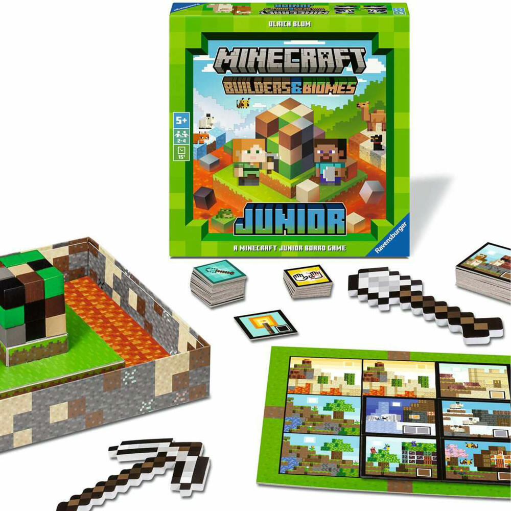 Ravensburger Minecraft Builders & Biomes Junior, Kinderspiel, Geschicklichkeitsspiel, ab 5 Jahren, 24615