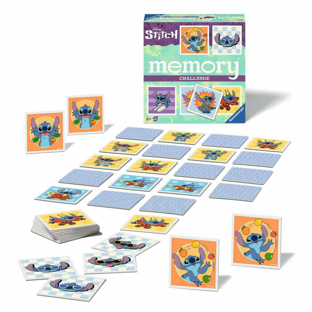 Ravensburger Challenge memory Disney Stitch, Memospiel, Merkspiel, Familienspiel, ab 6 Jahren, 24697