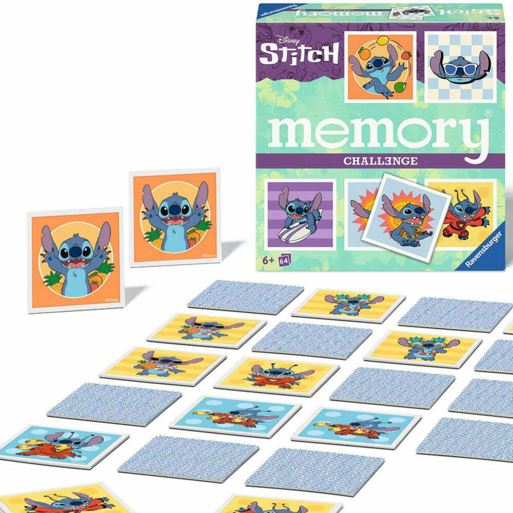 Ravensburger Challenge memory Disney Stitch, Memospiel, Merkspiel, Familienspiel, ab 6 Jahren, 24697