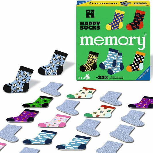 Ravensburger memory Happy Socks, Memospiel, Merkspiel, Familienspiel, ab 3 Jahren, 24702