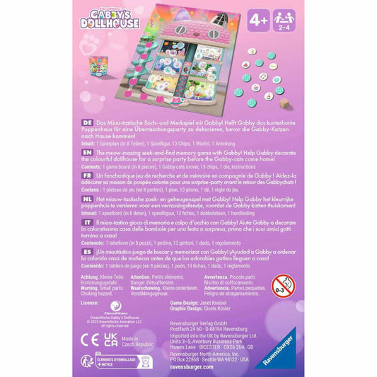 Ravensburger Gabbys Dollhouse - Helft Gabby! Memospiel, Merkspiel, Mitbringspiel, ab 4 Jahren, 24724