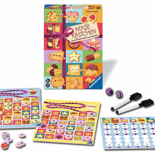 Ravensburger Keksekästchen, Roll & Write Spiel, Würfelspiel, Familienspiel, ab 8 Jahren, 24749