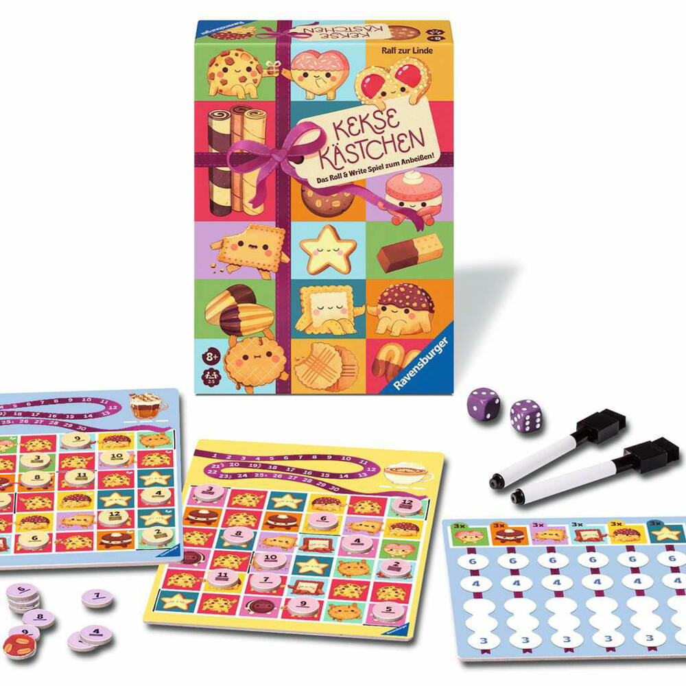 Ravensburger Keksekästchen, Roll & Write Spiel, Würfelspiel, Familienspiel, ab 8 Jahren, 24749