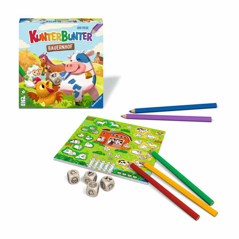 Ravensburger Kunterbunter Bauernhof, Würfelspiel, Kinderspiel, ab 5 Jahren, 24761