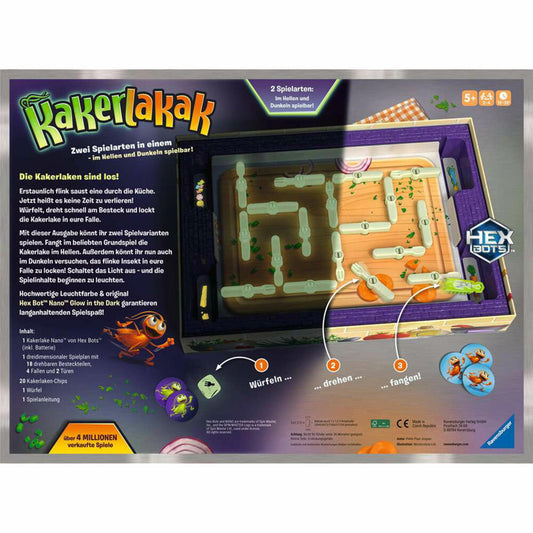 Ravensburger Kakerlakak - Glow in the Dark, Reaktionsspiel, Kinderspiel, Gesellschaftsspiel, ab 5 Jahren, 24762