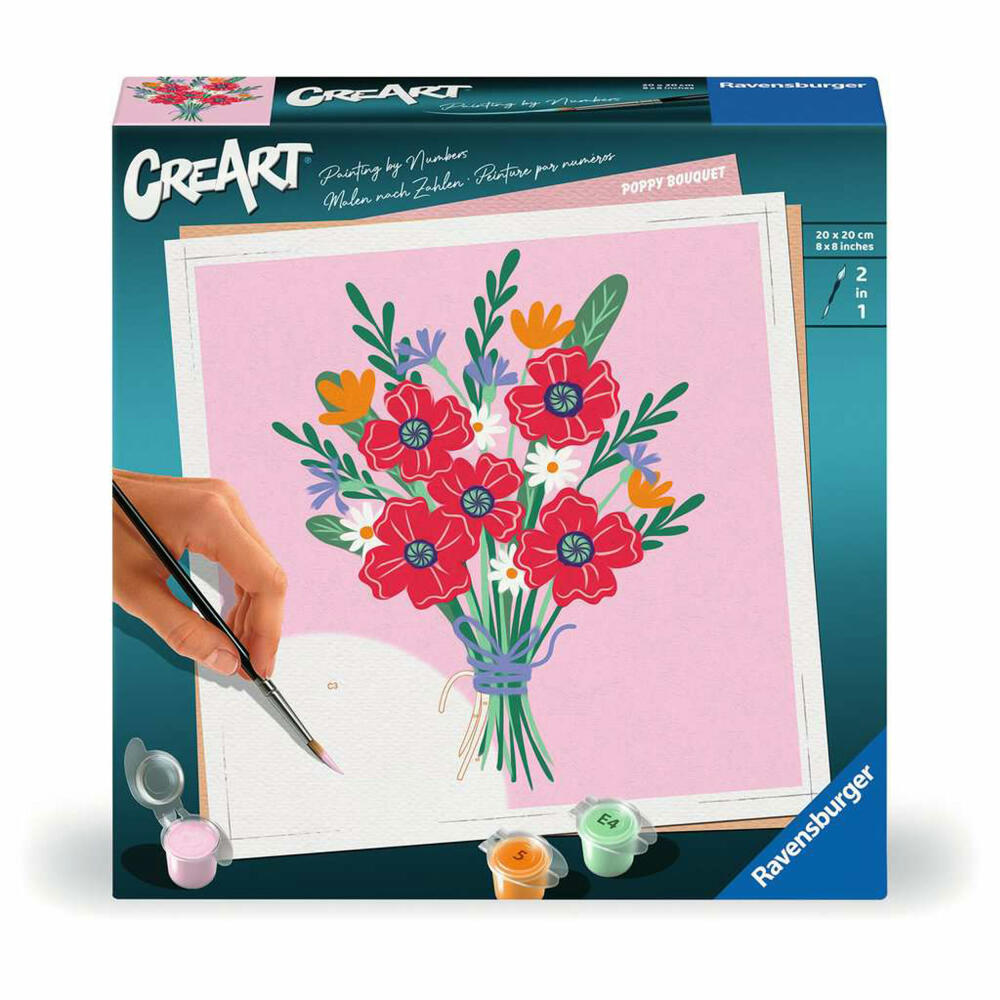 Ravensburger CreArt Mohnblumenstrauß, Malen nach Zahlen, Malset, 25519