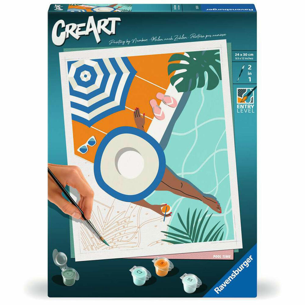 Ravensburger CreArt Poolzeit, Malen nach Zahlen, Malset, 25523