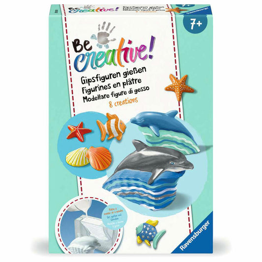 Ravensburger BeCreative Bastelset DIY Gipsfiguren gießen Delfine, Kreativset, ab 7 Jahren, 25535