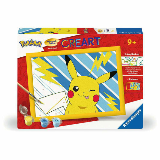 Ravensburger CreArt Pokemon Freches Pikachu, Malen nach Zahlen, Mal-Set für Kinder, ab 9 Jahren, 25557