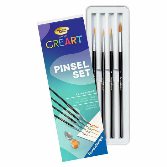 Ravensburger CreArt Pinselset in Blechdose, Malen nach Zahlen, Mal-Set für Kinder, ab 7 Jahren, 25559