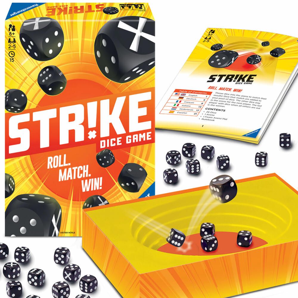 Ravensburger Gesellschaftsspiele Strike, Familienspiel, Würfelspiel, Würfel Spiel, 26840