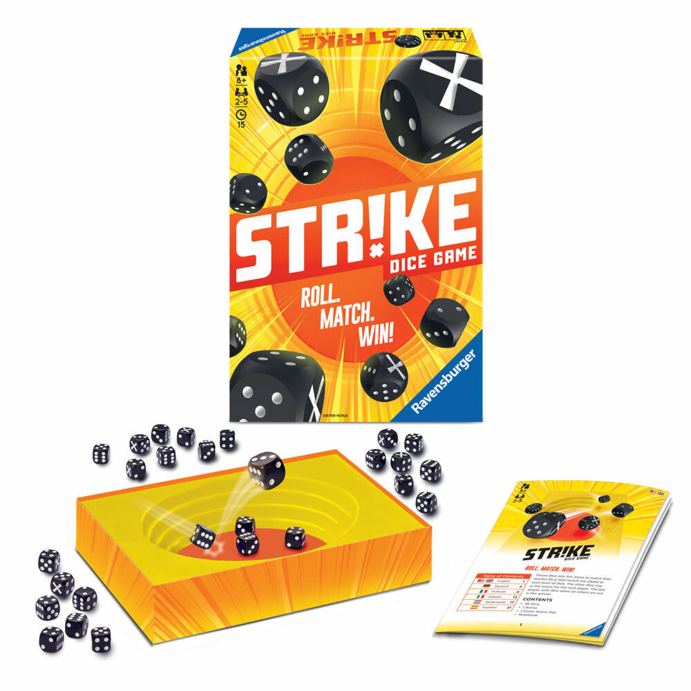 Ravensburger Gesellschaftsspiele Strike, Familienspiel, Würfelspiel, Würfel Spiel, 26840
