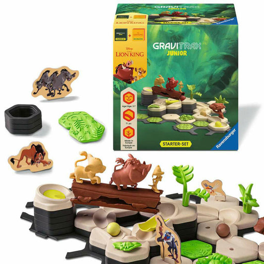 Ravensburger GraviTrax Junior Starter-Set König der Löwen, Kugelbahn, Interaktives Kugelbahnsystem, ab 3 Jahren, 73437