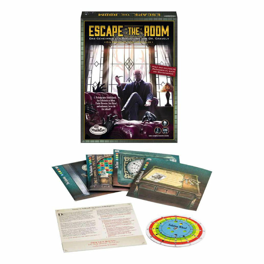 ThinkFun Escape the Room: Das Geheimnis des Refugiums von Dr. Gravely, Exit Spiel, ab 13 Jahren, 76310