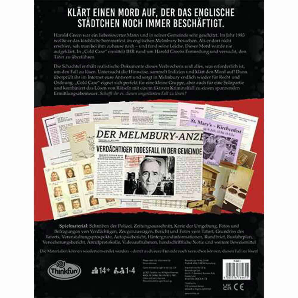 ThinkFun Cold Case: Eine Prise Mord, Denkspiel, Rätselspiel, Kombinationsspiel, 76465