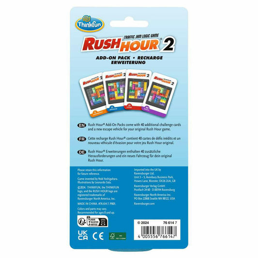 ThinkFun Rush Hour 2 - Eine Erweiterung, Ergänzung, Aufgabenkarten, ab 8 Jahren, 76614