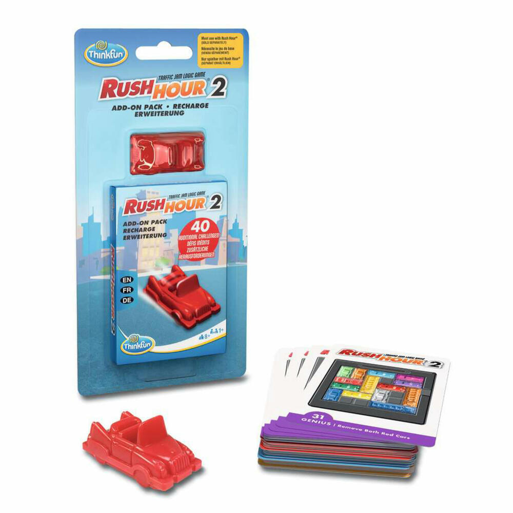ThinkFun Rush Hour 2 - Eine Erweiterung, Ergänzung, Aufgabenkarten, ab 8 Jahren, 76614