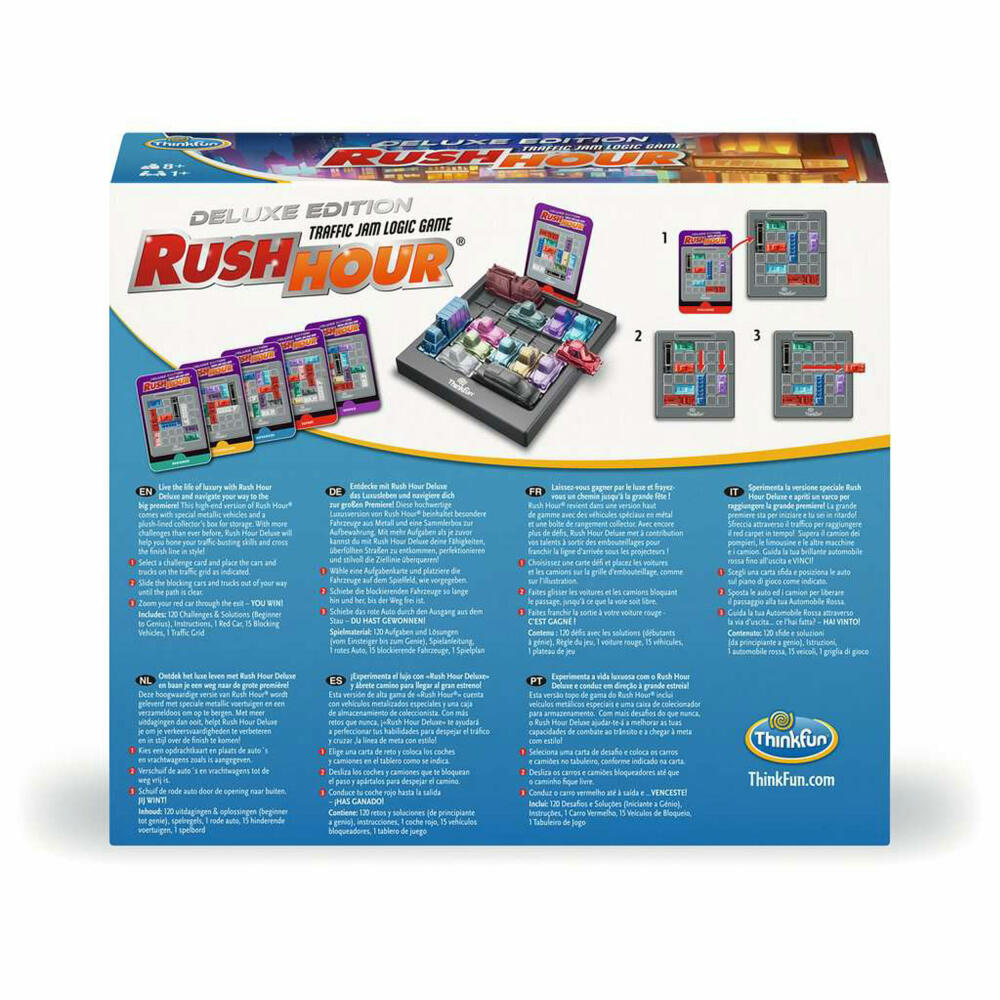ThinkFun Rush Hour Deluxe, Logikspiel, Denkspiel, Kinderspiel, ab 8 Jahren, 76617