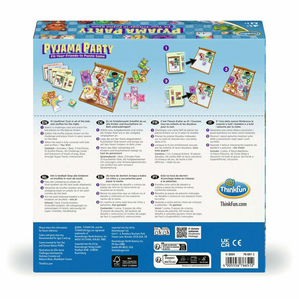 ThinkFun Pyjama Party, Logikspiel, Denkspiel, Konzentrationsspiel, ab 5 Jahren, 76651