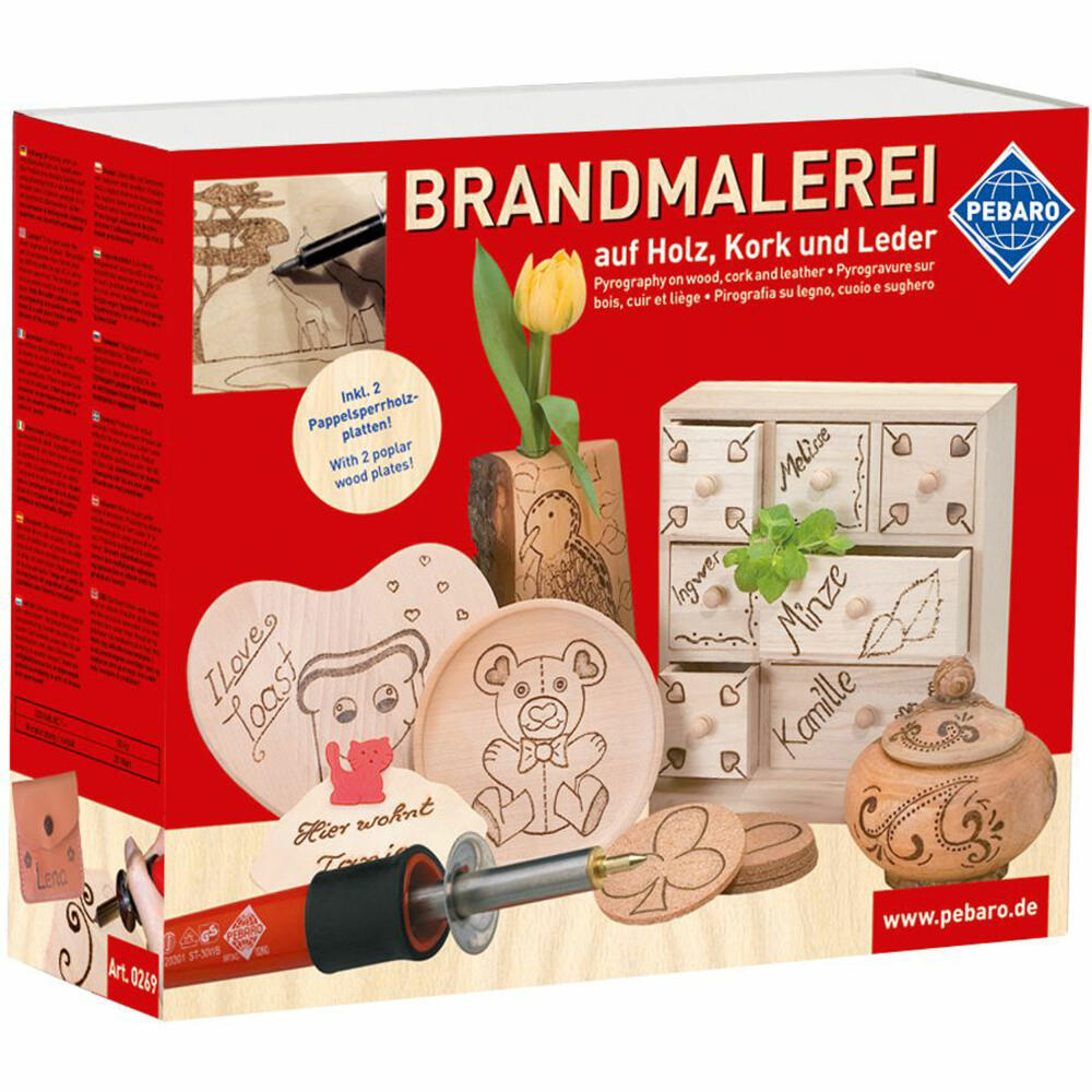 Pebaro Bastelset Brandmalerei, Basteln, Bastel Set, Brandmalkolben, Kreativset, ab 14 Jahre, 269