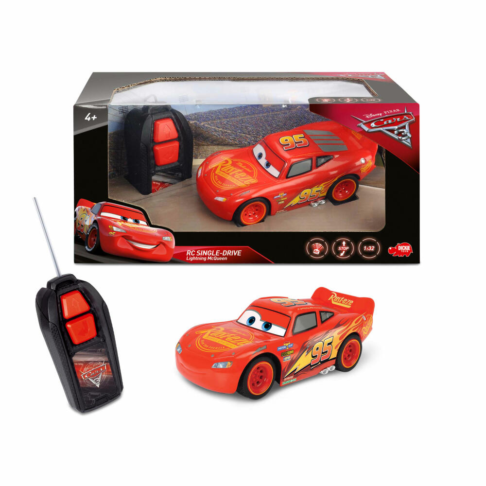 Dickie Toys RC Cars 3 Lightning McQueen Single Drive, remote controlled car, RC car, radio controlled car, 14 cm, 203081000
