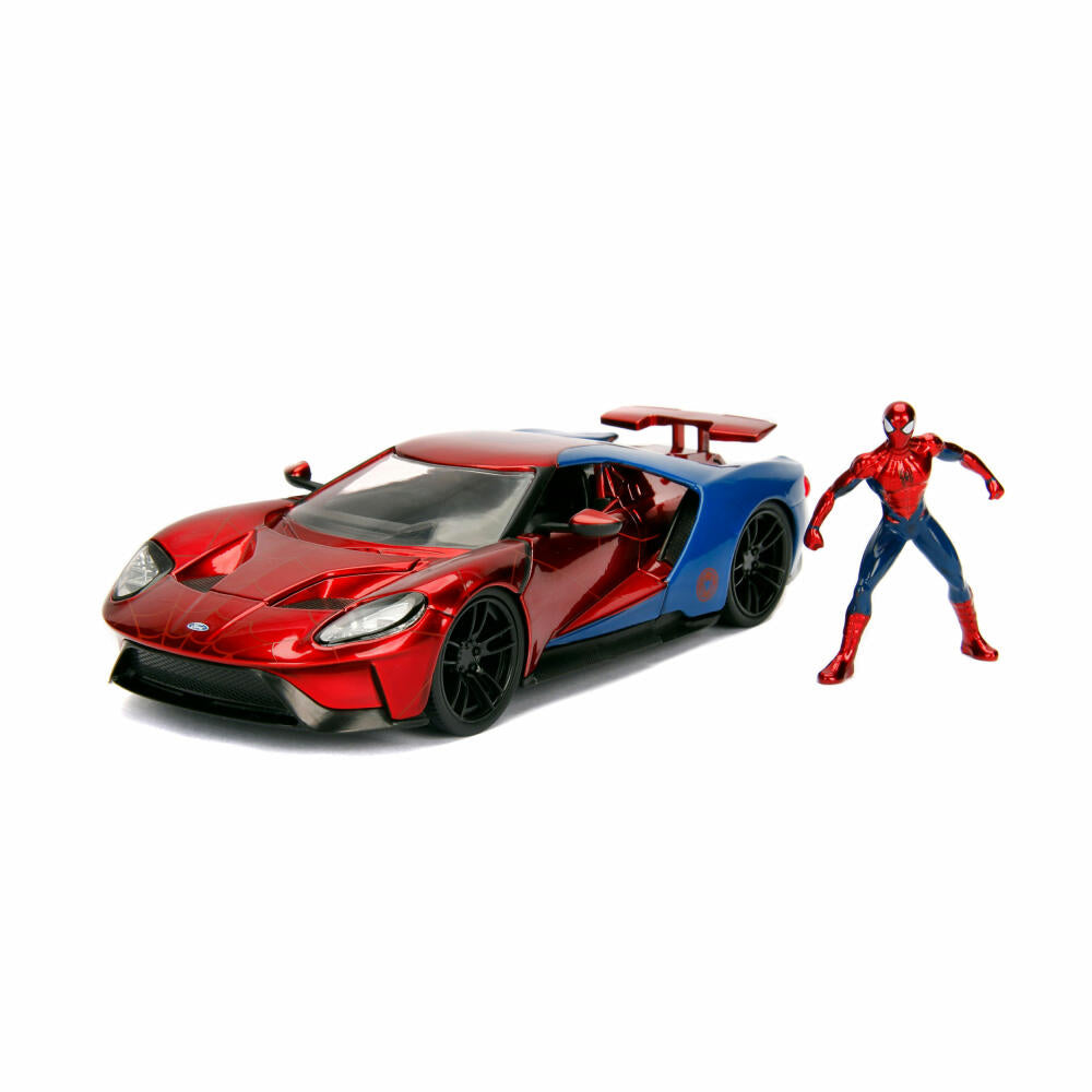 Jada Marvel Spider-Man 2017 Ford GT, Modellfahrzeug, Modellauto, Spielfigur, Spiderman, Figur, Maßstab 1:24, 253225002
