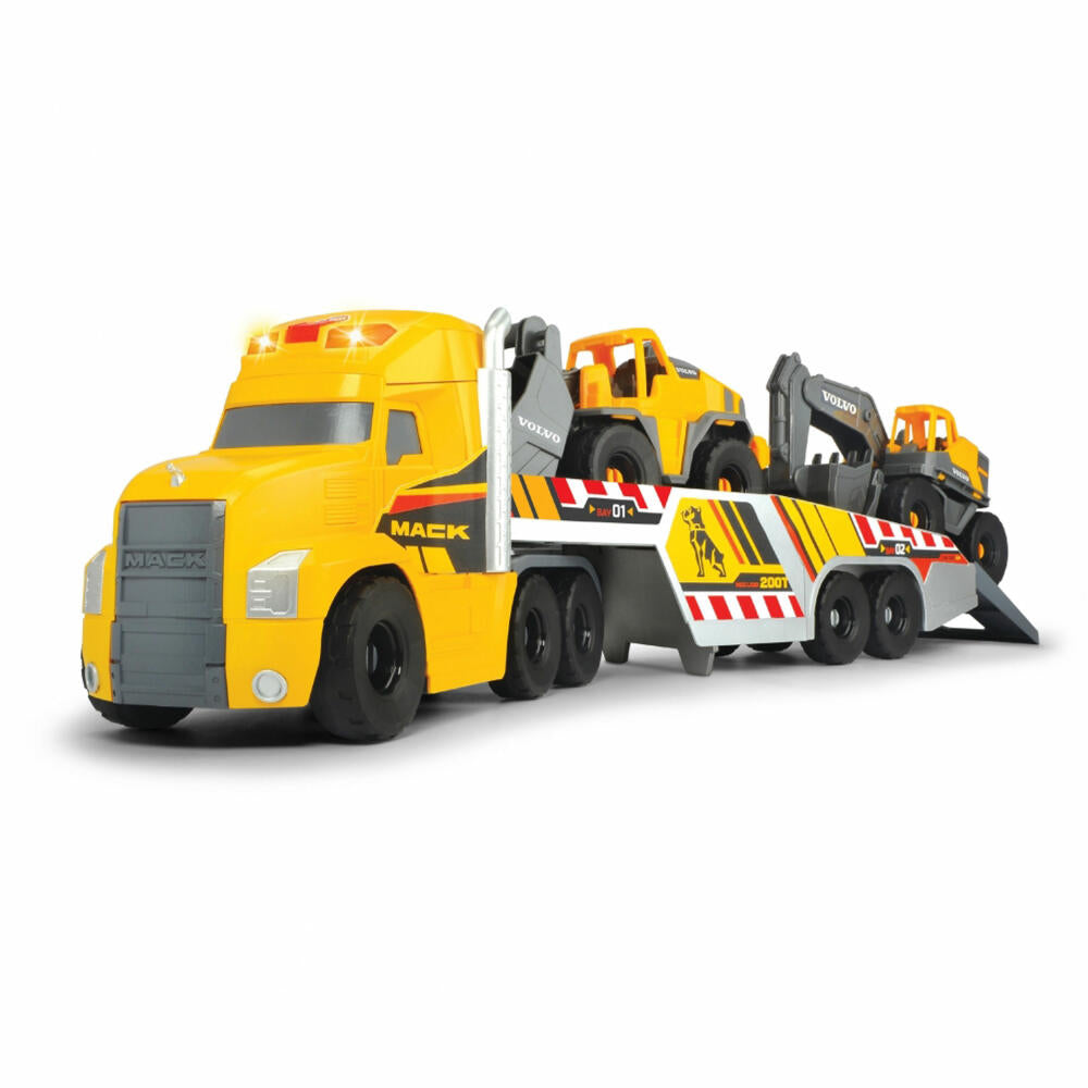 Dickie Toys Large Mack Truck with 2 Volvo Vehicles, Truck, Dump Truck, Toy Car, 203729012