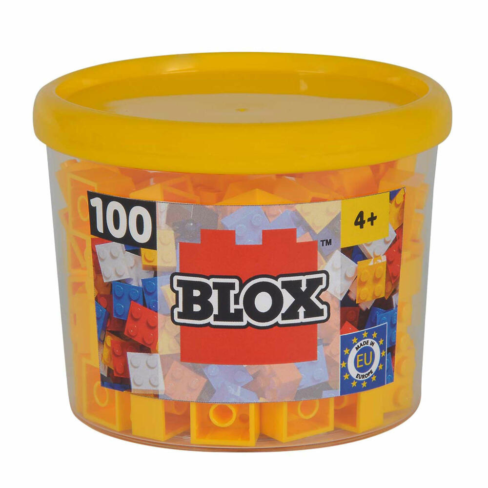 Simba Blox 100 Gelbe 4er Steine in Dose, Bausteine, Bauklötze, Kinder Spielzeug, 100 Stück, 104114110