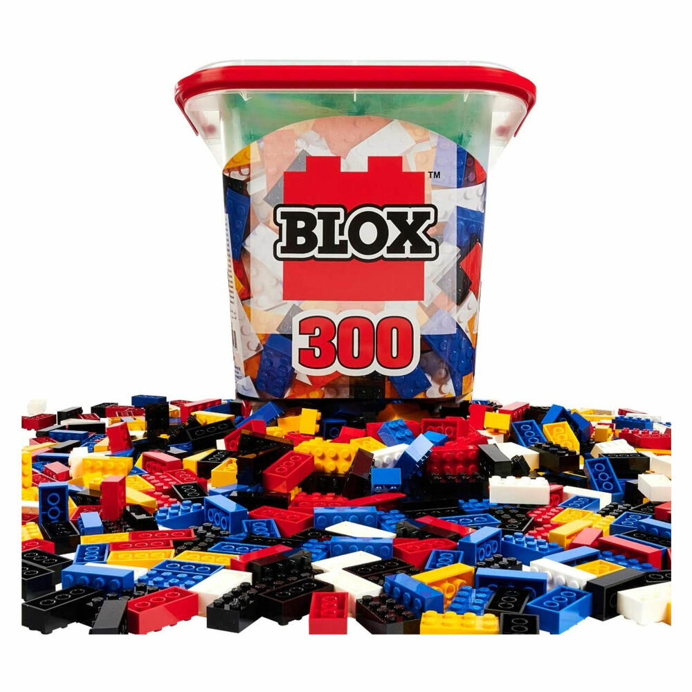 Simba Blox Eimer 300, 8er Steine Bunt in Dose, Bausteine, Bauklötze, Kinder Spielzeug, 300 Stück, 104114202