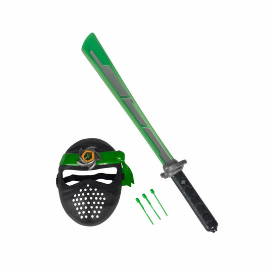 Simba Next Ninja Schwert und Maske, Lichtschwert, Spielzeugschwert, mit Schussfunktion, Grün, 108042238