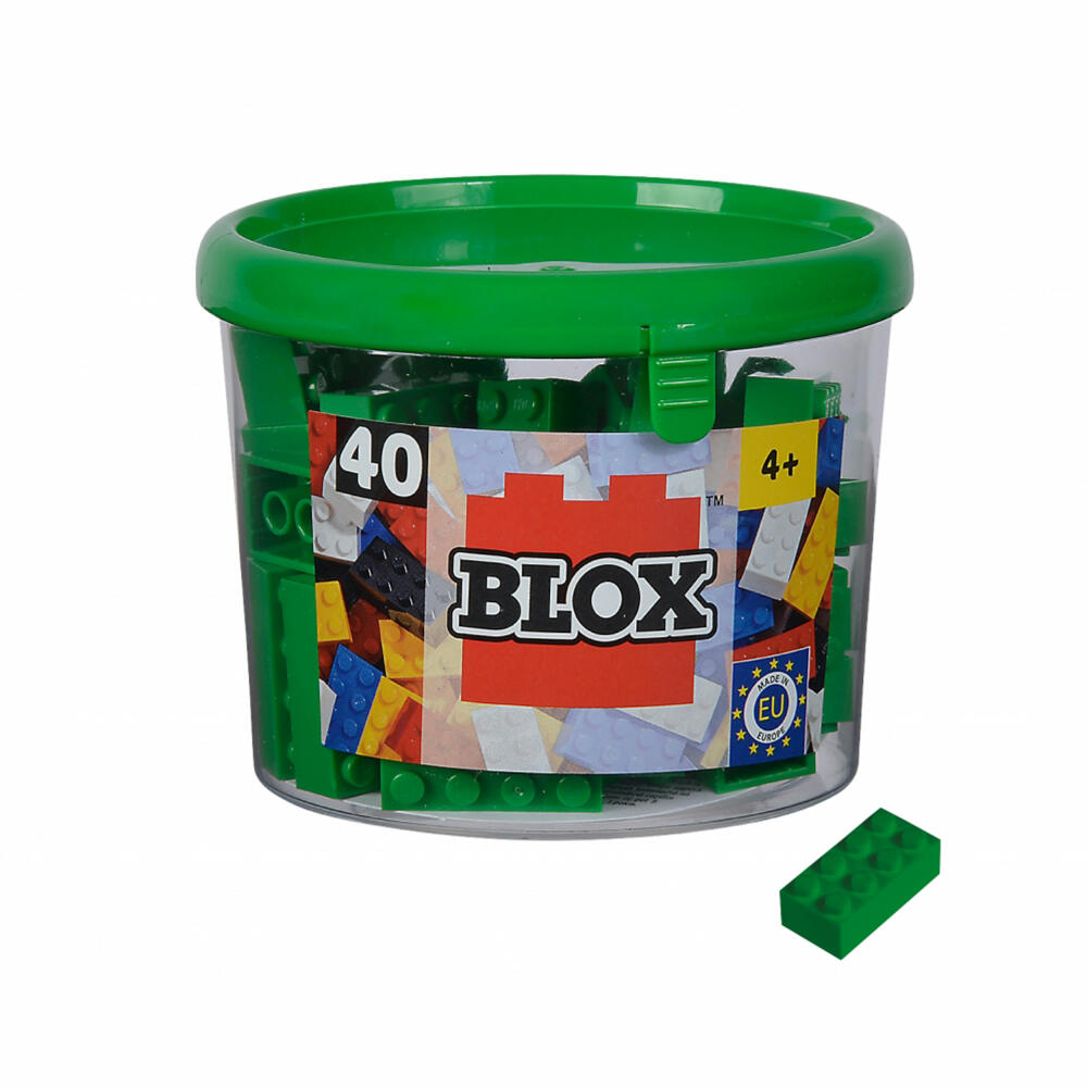 Simba Blox 40 Grüne 8er Steine in Dose, Bausteine, Klemmbausteine, Spielzeug, kompatibel mit bekannten Spielsteinen, 40 Stück, 104114537