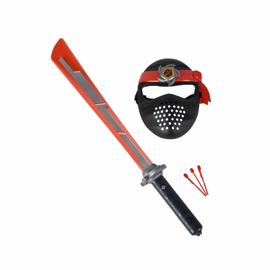 Simba Next Ninja Schwert und Maske, Lichtschwert, Spielzeugschwert, mit Schussfunktion, Rot, 108042587