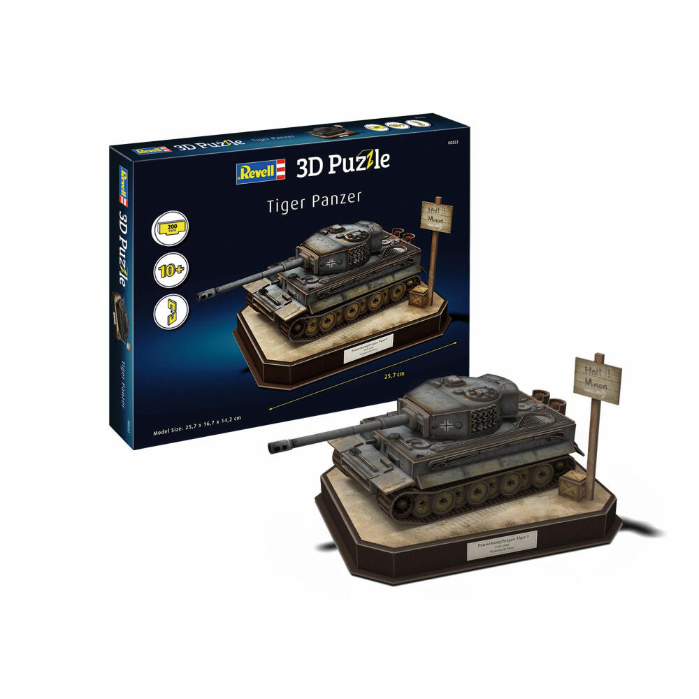 Revell 3D Puzzle Panzer Tiger I, Panzerkampfwagen, 200 Teile, 1:35, 00252