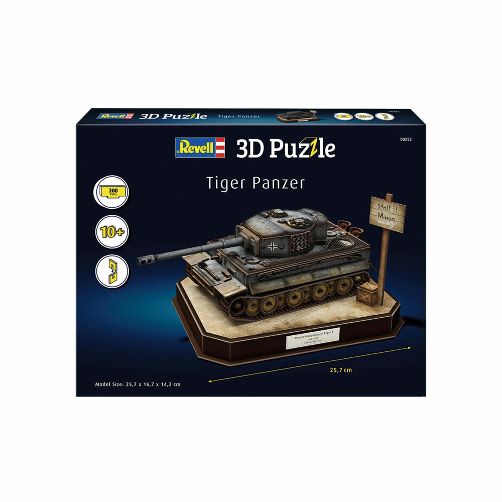 Revell 3D Puzzle Panzer Tiger I, Panzerkampfwagen, 200 Teile, 1:35, 00252