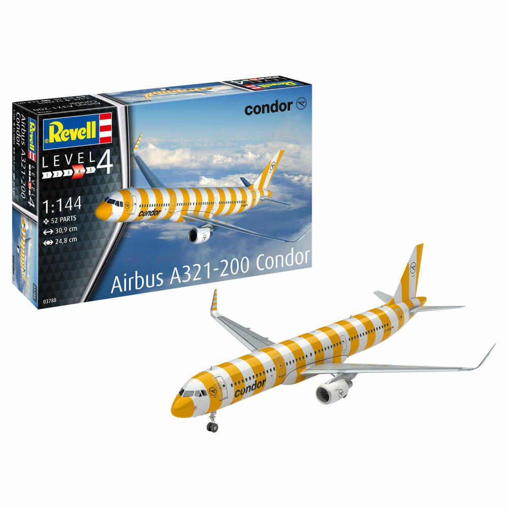 Revell Flugzeug-Modellbausatz Airbus A321-200 Condor, 52 Teile, 1:144, 03788