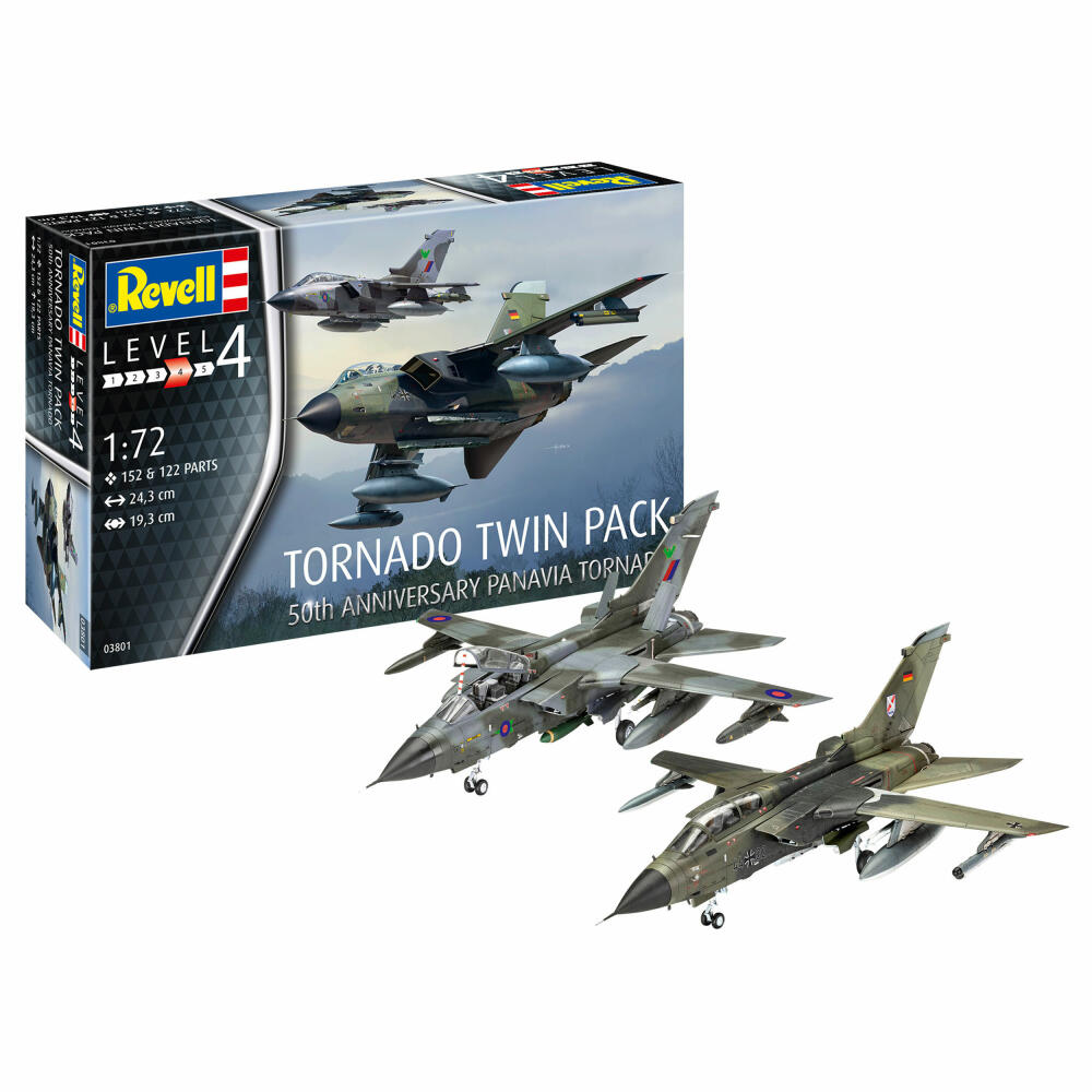Revell Flugzeug-Modellbausatz Tornado Twin Pack 50th Anniversary, 274 Teile, 1:72, 03801