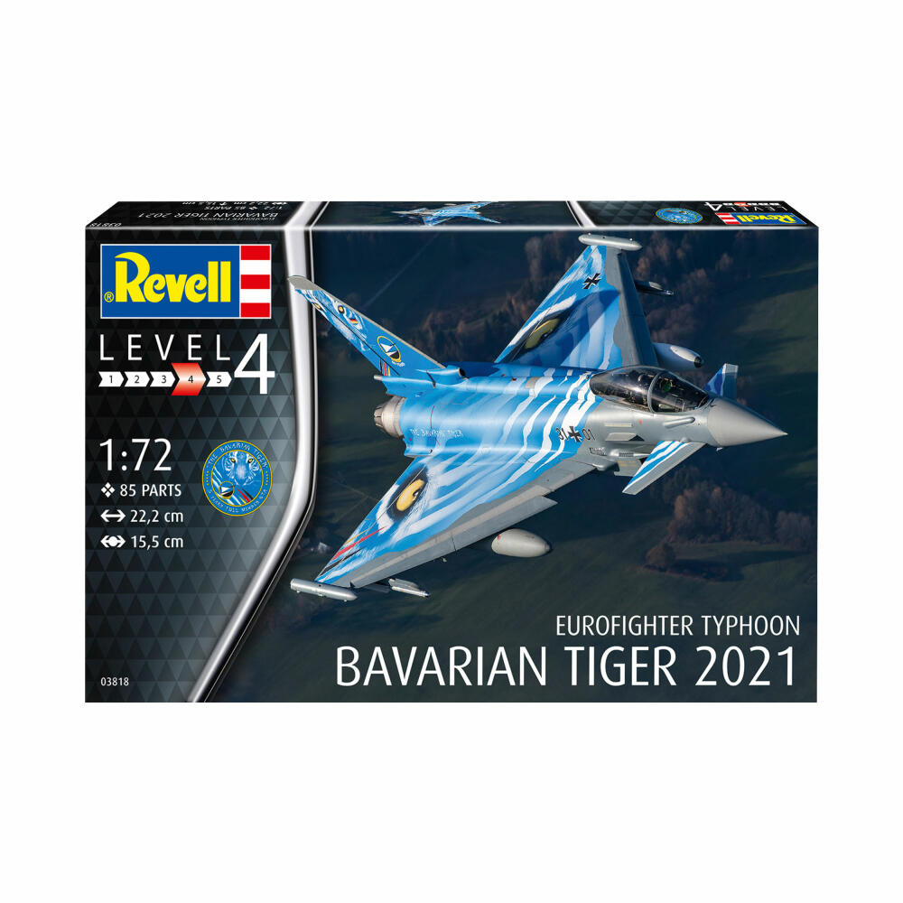 Revell Flugzeug-Modellbausatz Eurofighter Typhoon Bavarian Tiger 2021, 85 Teile, 1:72, 03818