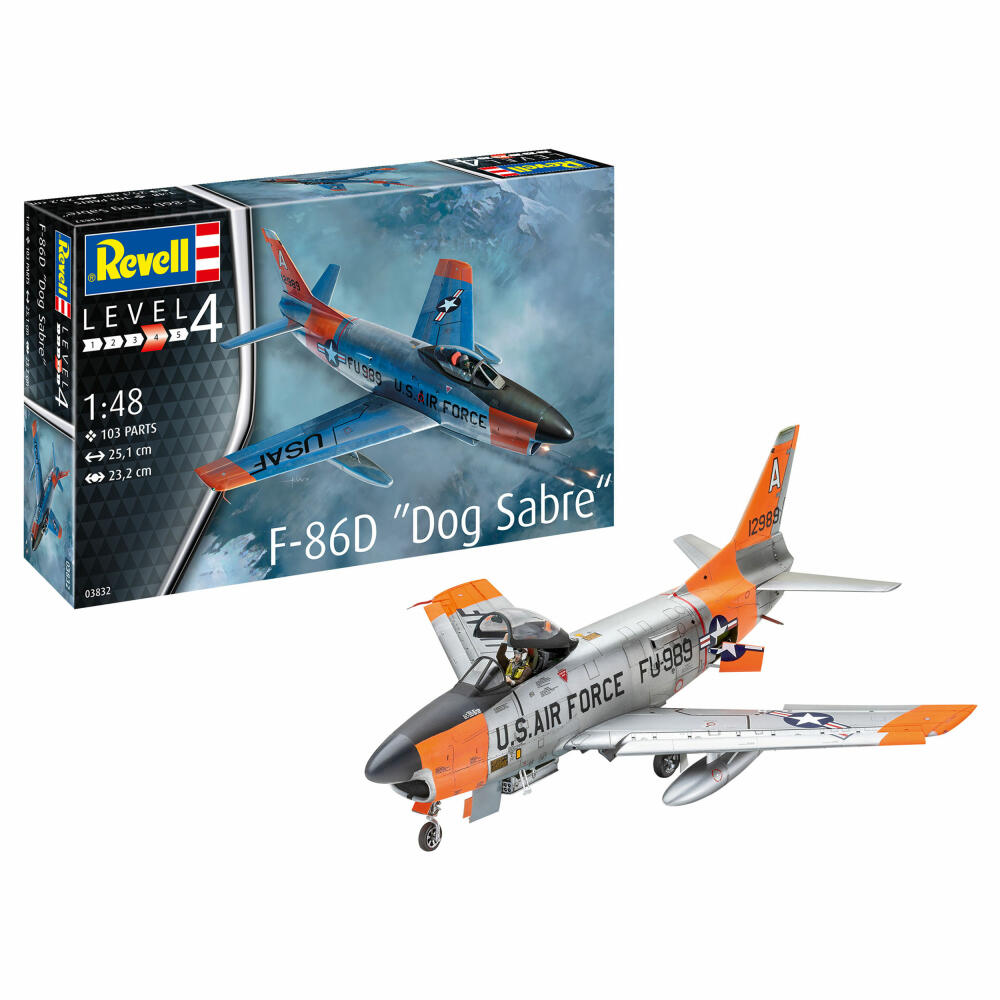 Revell Flugzeug-Modellbausatz F-86D Dog Sabre, 103 Teile, 1:48, 03832
