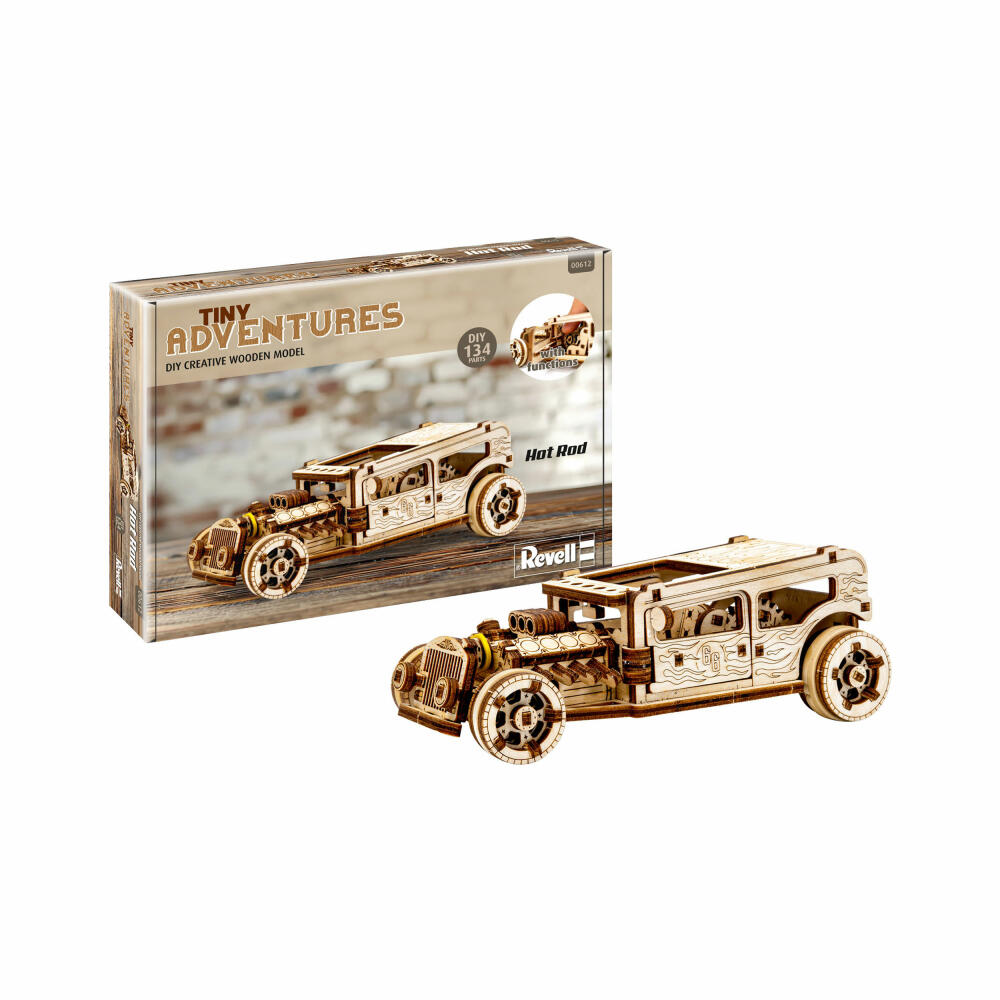 Revell 3D-Holzmodellbausatz Tiny Adventures - Hot Rod, 141 Teile, 1:32, 00612