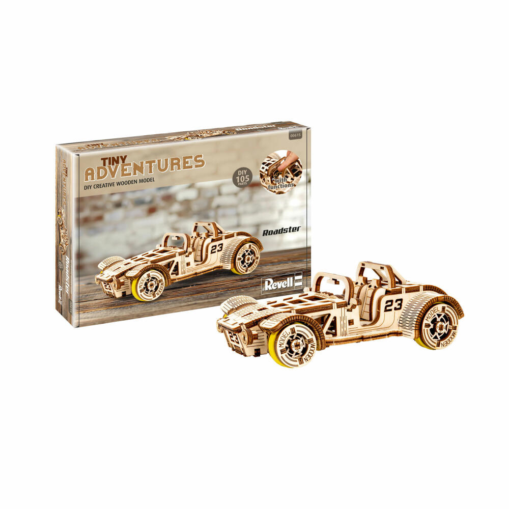 Revell 3D-Holzmodellbausatz Tiny Adventures - Roadster, 111 Teile, 1:32, 00615