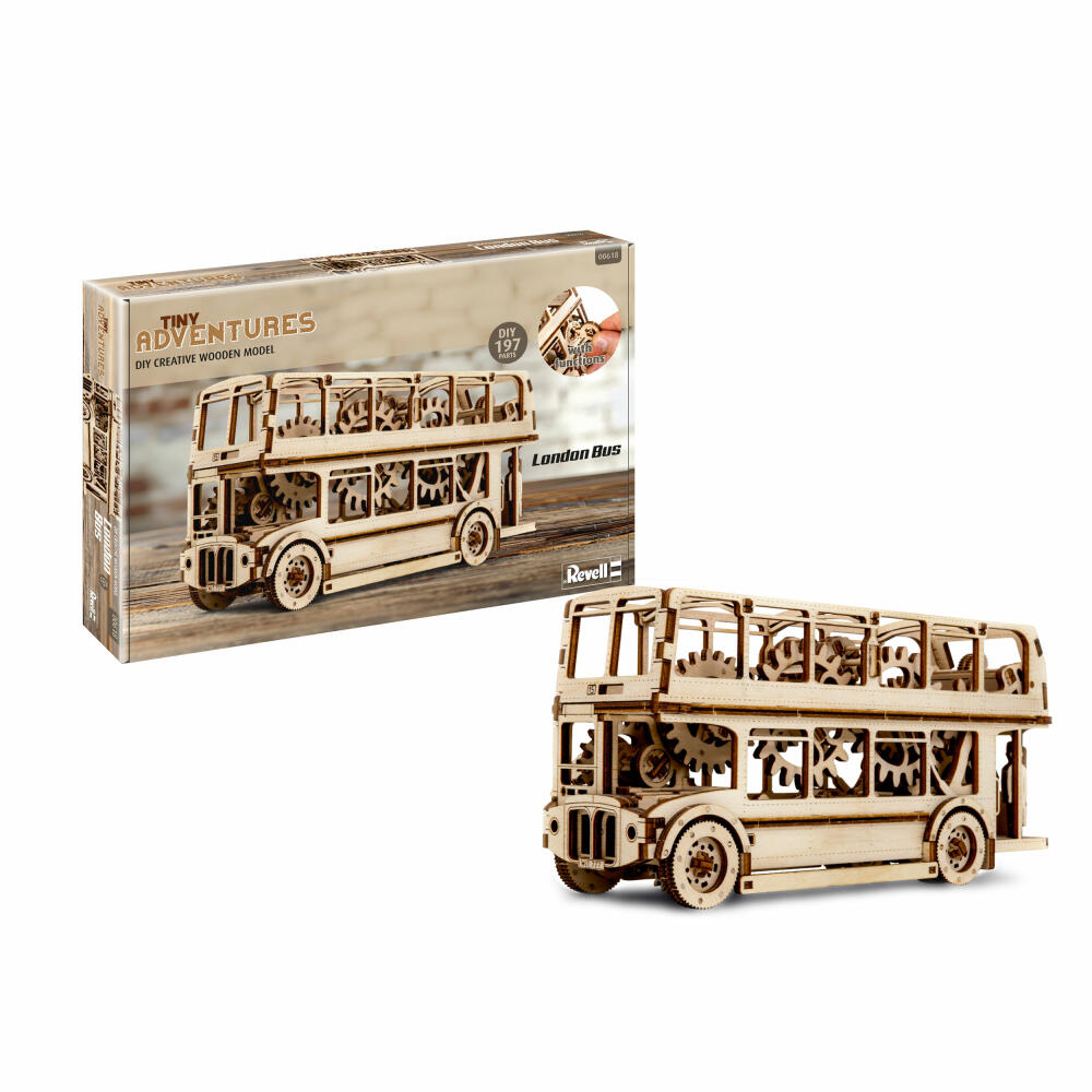Revell 3D-Holzmodellbausatz Tiny Adventures - London Bus, 216 Teile, 1:40, 00618