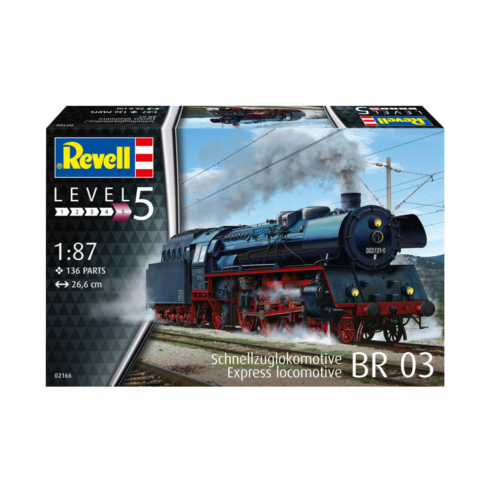 Revell Zug-Modellbausatz Schnellzuglokomotive BR03, Eisenbahn, 136 Teile, 1:87, 02166