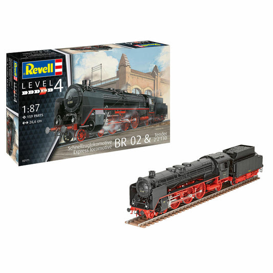Revell Zug-Modellbausatz Schnellzuglokomotive BR02 & Tender, Eisenbahn, 159 Teile, 1:87, 02171