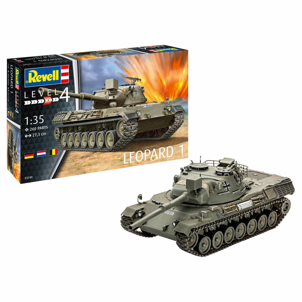 Revell Panzer-Modellbausatz Leopard 1, Militär, 260 Teile, 1:35, 03240