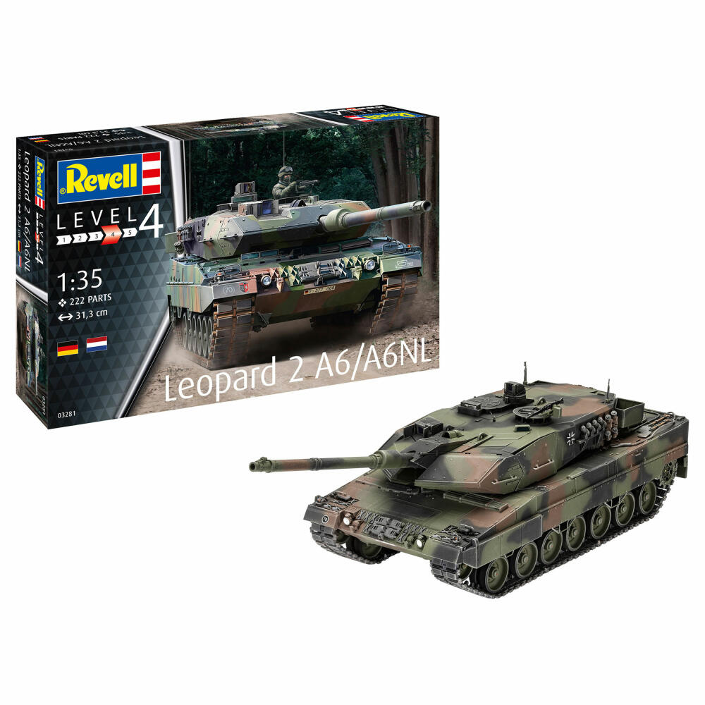 Revell Panzer-Modellbausatz Leopard 2 A6/A6NL, Militär, 222 Teile, 1:35, 03281
