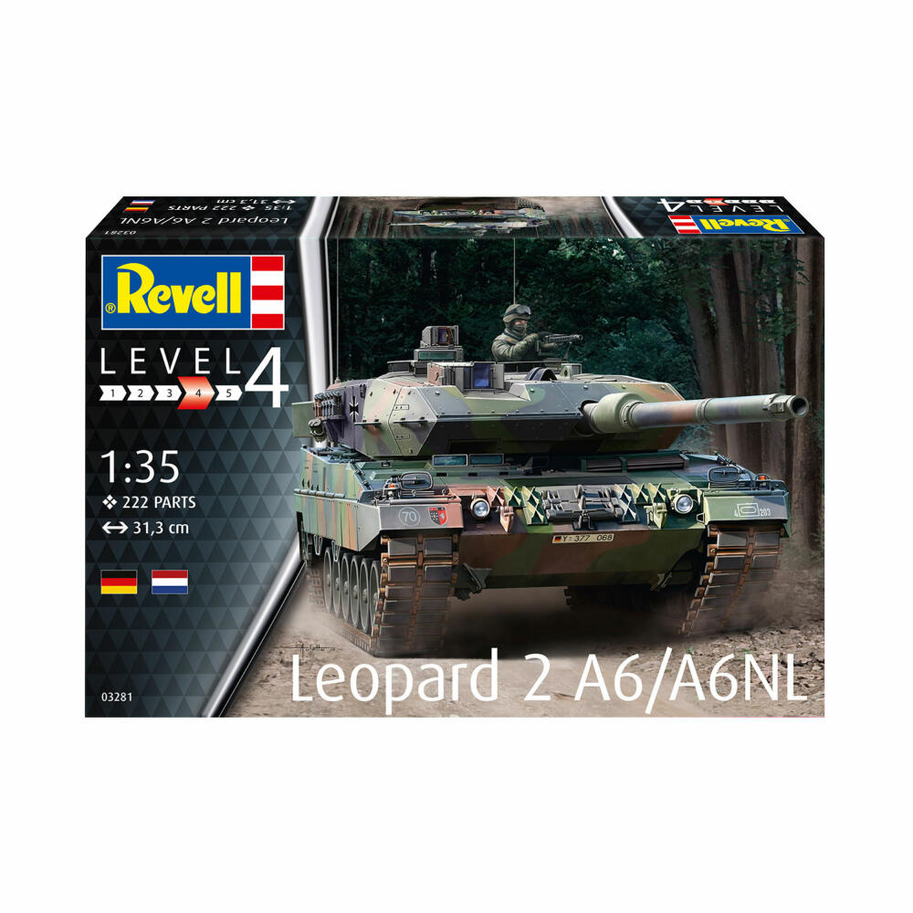 Revell Panzer-Modellbausatz Leopard 2 A6/A6NL, Militär, 222 Teile, 1:35, 03281