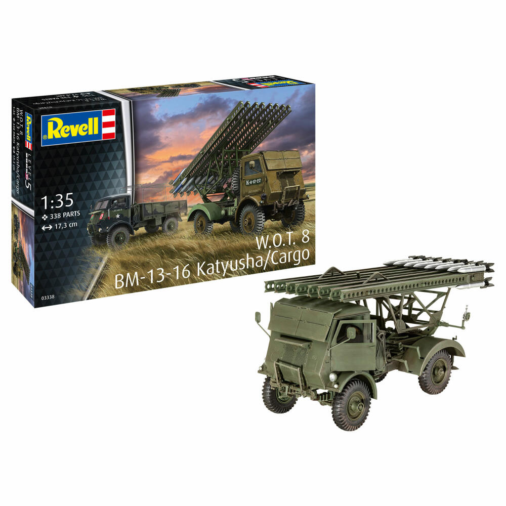 Revell Panzer-Modellbausatz W.O.T. 8 BM-13-16 Katyusha/Cargo, Raketenwerfer, 338 Teile, 1:35, 03338