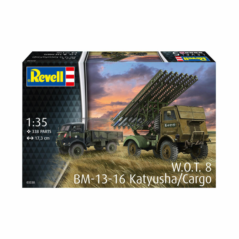 Revell Panzer-Modellbausatz W.O.T. 8 BM-13-16 Katyusha/Cargo, Raketenwerfer, 338 Teile, 1:35, 03338