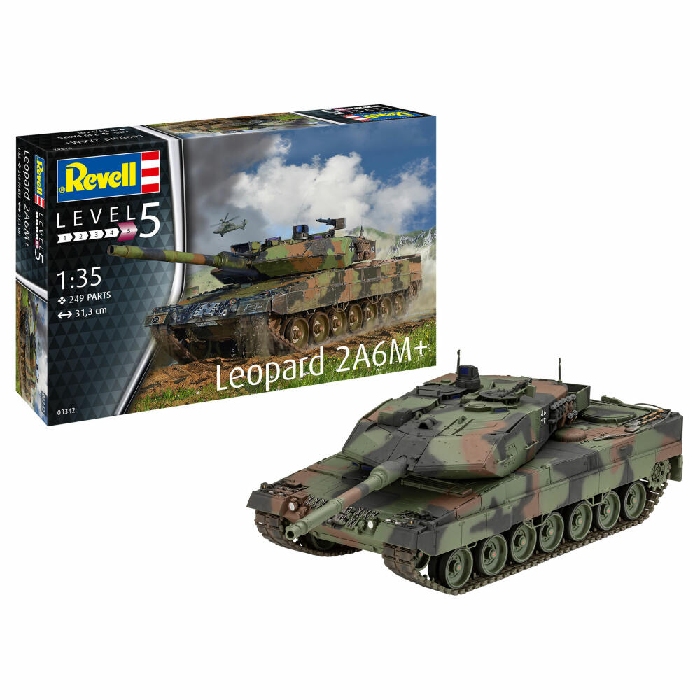 Revell Panzer-Modellbausatz Leopard 2 A6M+, Militär, 249 Teile, 1:35, 03342