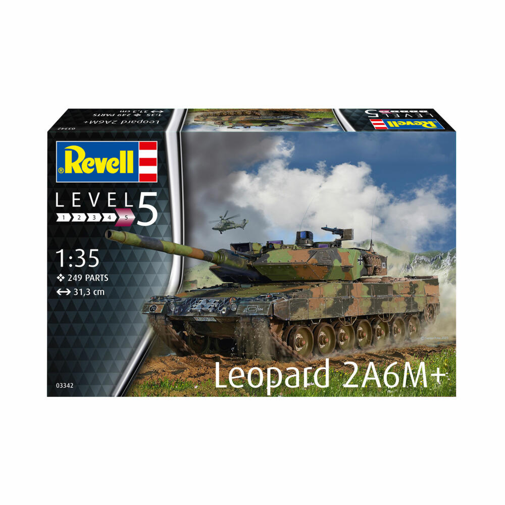Revell Panzer-Modellbausatz Leopard 2 A6M+, Militär, 249 Teile, 1:35, 03342
